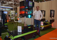 Thomas Hoetericks of Octiva with a pilot of the bio-distributor the company is developing with a partner.